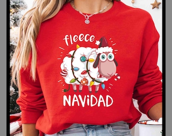 Sheep Christmas Lights Fleece Navidad | Unisex Tee Hoodie Sweatshirt Romper |Premium DTF Print |Retro Vintage Aesthetic |Gift| TE454