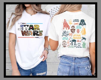 Famille Star Wars Disney Squad | T-shirt unisexe sweat à capuche barboteuse | Impression DTF premium | Esthétique vintage rétro | Cadeau| TE489