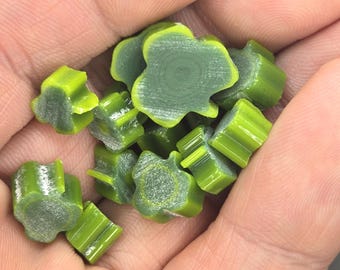 Hand-Pulled Shamrock Glass Murrini Slices, COE 90 Fusing Supplies