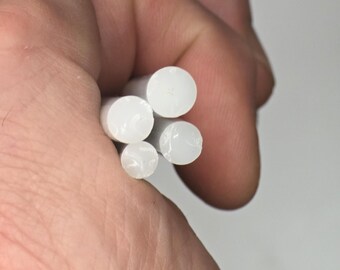 Handmade White Glass Murrini Rods, COE 90 Millefiori Cane for Fusing Art