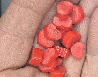 Pre-Cut Heart Murrini Slices, Red Opalescent Bullseye Glass, COE 90 Kilnforming Supplies