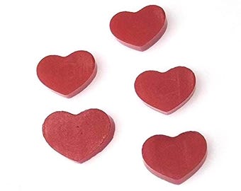 0.75" Heart Murrini Slices, Handmade Pre-Cut Red Opalescent Bullseye Murrine, COE 90 Fusing Supplies