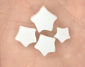 Handmade White Star Glass Murrini Slices, COE 90 Fusing Supplies
