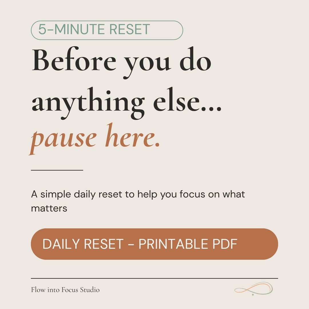 Daily Reset Planner Printable | Gentle Productivity Tool | Minimal ...