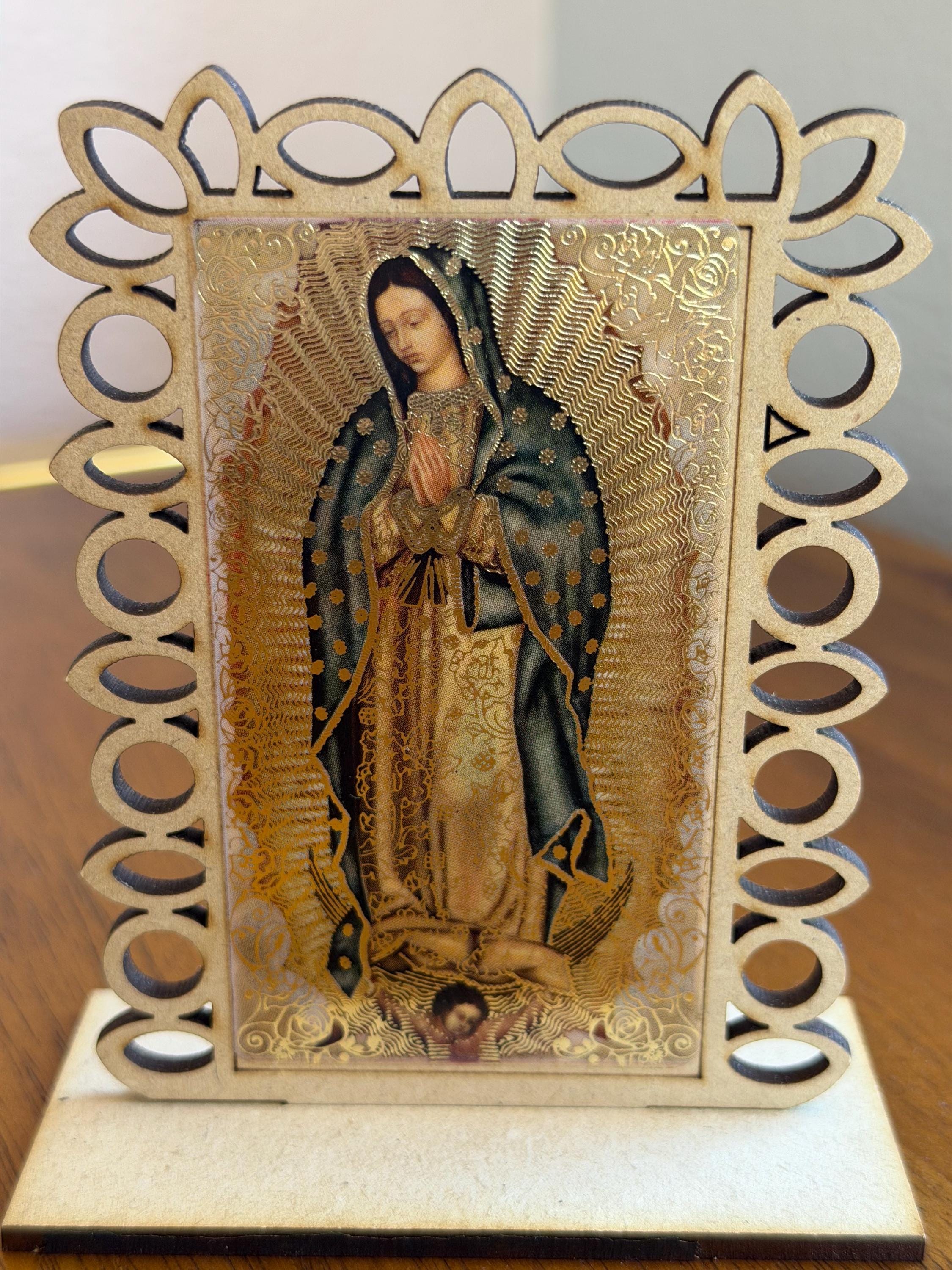 Our Lady of Guadalupe Catholic Icon Wooden Frame Freestanding Religious ...