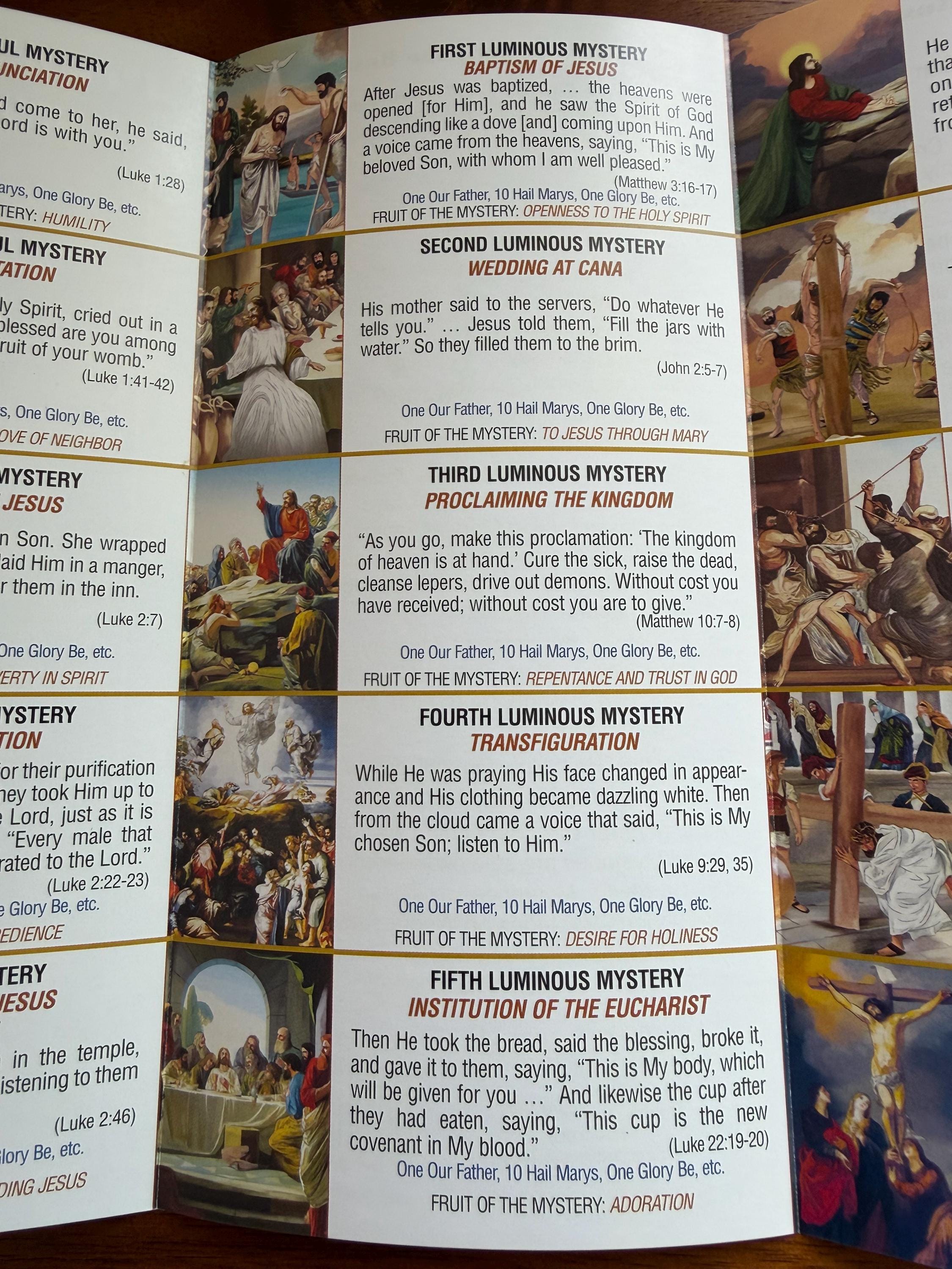 Pray the Rosary Daily Catholic Pamphlet Rosary Prayer Guide Folded ...