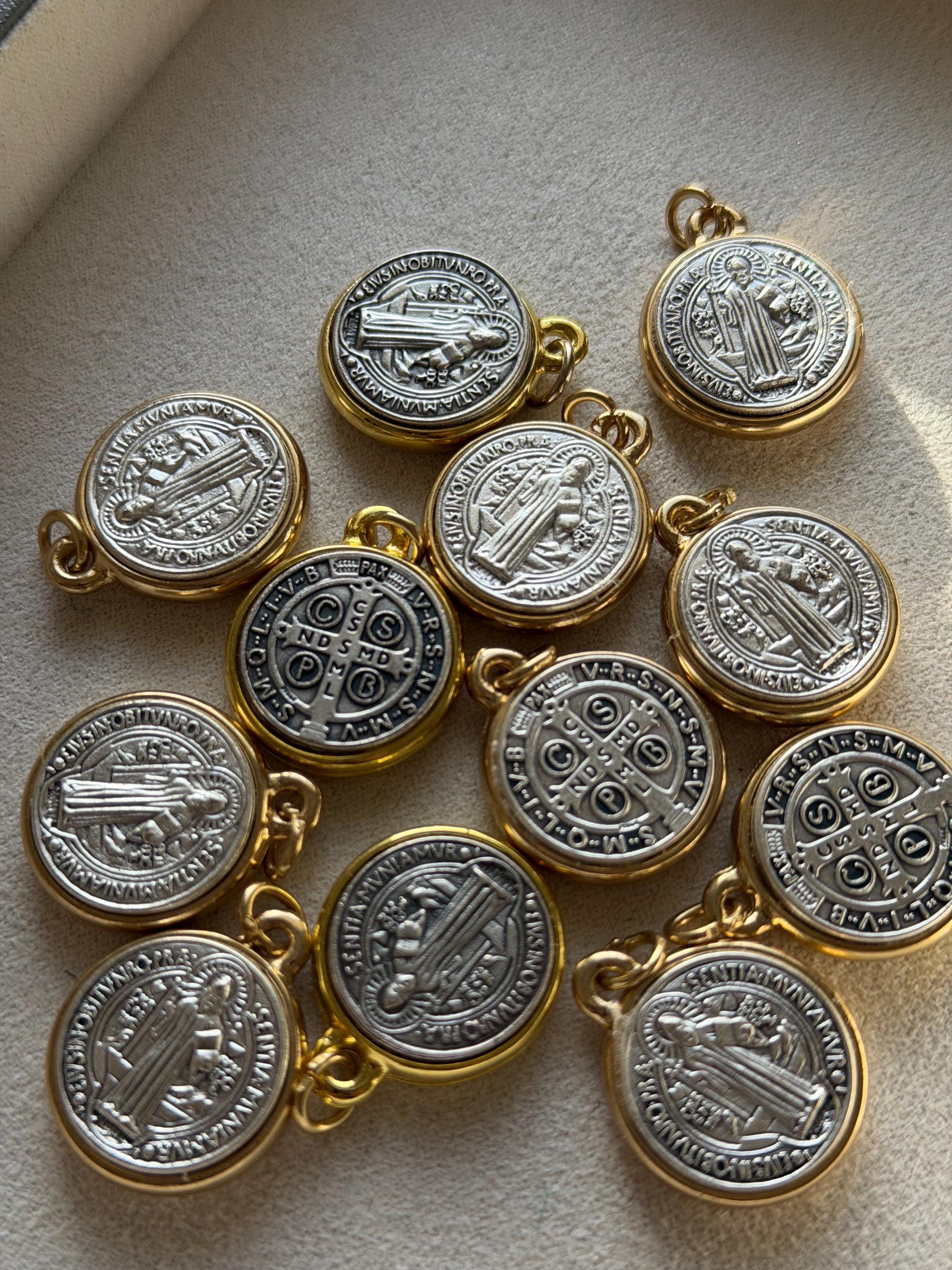 Saint Benedict Medal Pendant: Gold Silver Two Tone Stainless Steel ...