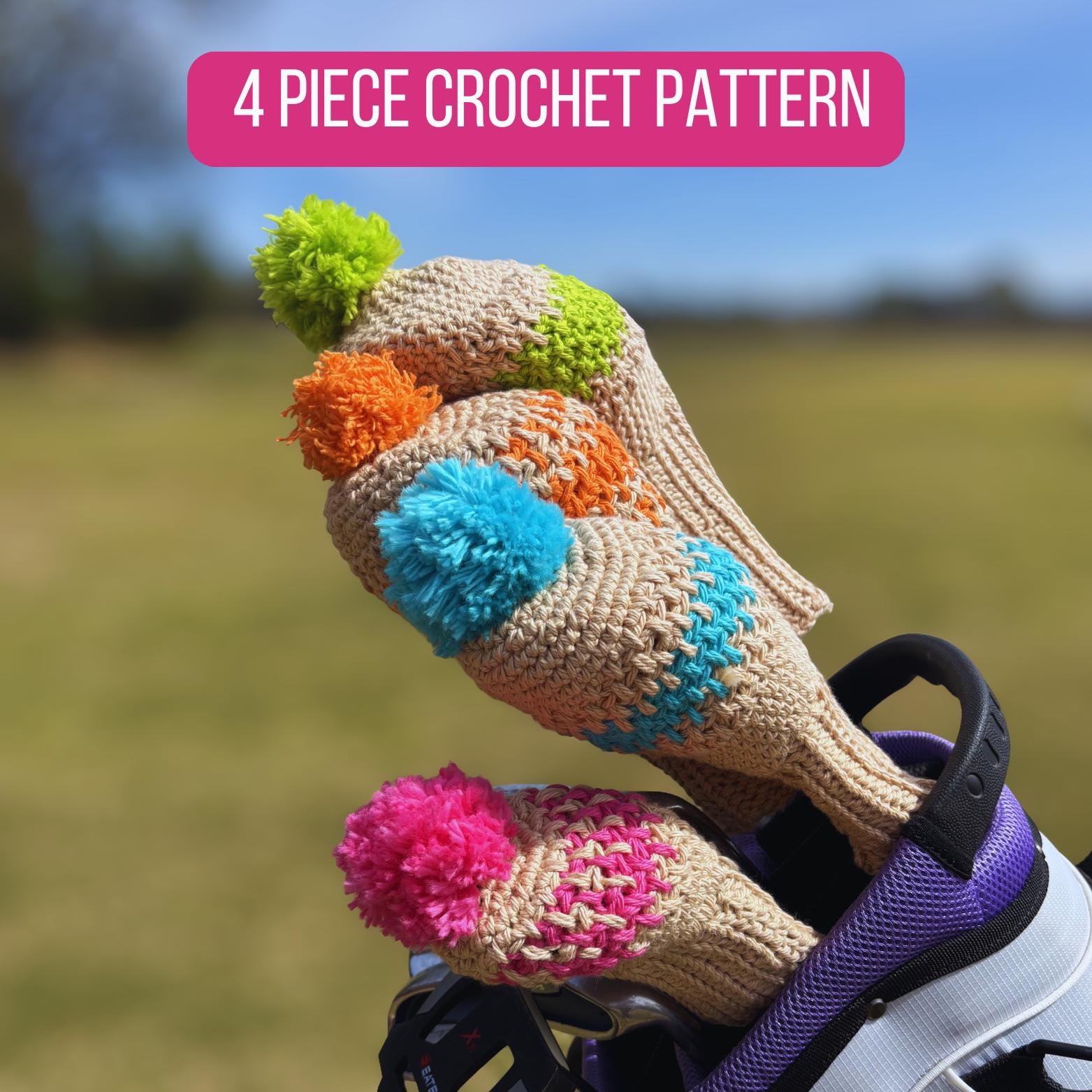 30 Golf Club Cover Crochet Patterns for Handmade Headcovers with Personality 20 Fairway Highlights Golf Club Cover Set in 4 Sizes