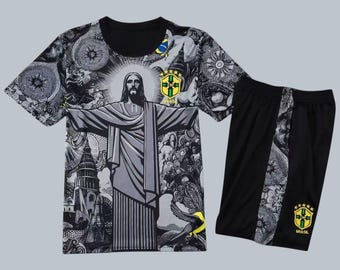 Brazil x Jesus Kids Football Kit – Personalized Soccer Jersey & Shorts