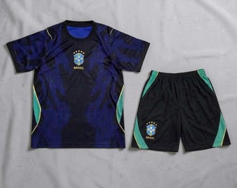 Brazil Kids Soccer Set – Brazil Away Football Kit, Kids Jersey and Shorts, Soccer Outfit for Boys and Girls