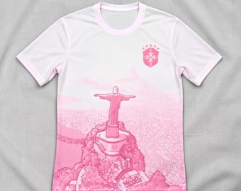 Brasilien Pink Konzept Fußball Trikot - Name & Nummer Fussball Shirt