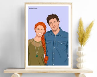 Custom Portrait from Photo: Personalized Anniversary Gift for Couple, Custom Illustration