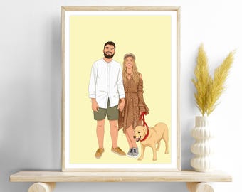 Custom Pet Portrait, Personalized Gift for Dog Lovers, Dog Illustration, Drawing from Photo
