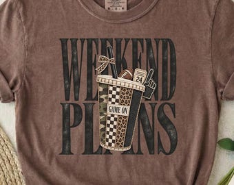 Weekend Plans Shirt, Football Cup Tee, Game Day Shirt, Camo Leopard Checkered Shirt, Comfort Colors Tee, Womens Football Shirt