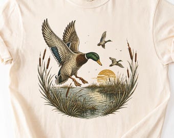 Mallard Duck Shirt, Duck Hunting Shirt, Sunset Pond Wildlife Tee, Comfort Colors Shirt, Mens Duck Hunting Shirt, Outdoor Tee