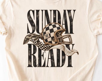 Sunday Ready Shirt, Football Helmet Tee, Checkered Camo Leopard Shirt, Game Day Shirt, Comfort Colors Tee, Womens Football Shirt