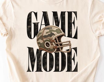 Game Mode Shirt, Football Helmet Tee, Camo Leopard Checkered Shirt, Comfort Colors Tee, Womens Football Shirt, Game Day Tee