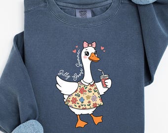 Silly Goose Summer Tee, Cute Goose Tee, Floral Goose Shirt, Summer Drink Tee, Comfort Colors Shirt, Funny Gift for Her, Whimsical Summer Tee