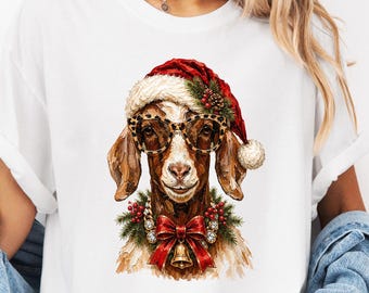 Christmas Goat Shirt, Santa Goat Sweatshirt, Funny Farm Animal Christmas Tee, Holiday Goat Lover Gift