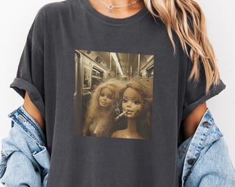 Funny Smoking Dolls Subway Shirt, Weird Y2K Meme Tee, Edgy Doll Graphic Shirt, Trendy Aesthetic T-Shirt, Oddly Specific Meme Shirt
