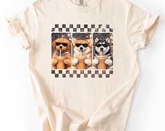 Dog Coffee Shirt, Funny Dog Tee, Doodle Corgi Husky Shirt, Iced Coffee Dog Tee, Comfort Colors Tee, Dog Mom Gift, Funny Pet Shirt