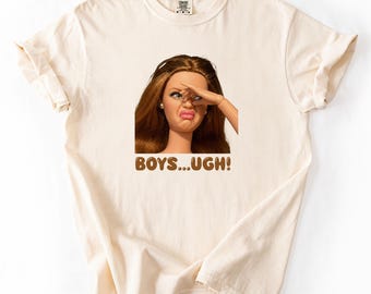 Funny Boys Ugh Doll Shirt, Sassy Y2K Meme Tee, Funny Face Graphic Shirt, Trendy Meme T-Shirt, Quirky Sarcastic Doll Tee