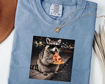 Raccoon Pizza Shirt, Funny Pizza Tee, Cool Raccoon Shirt, Pizza Lover Gift, Comfort Colors Tee, Funny Animal Tee, Pizza Night Shirt