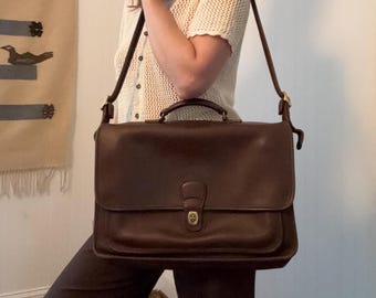 Vintage Coach 5180 Black Leather Briefcase-metropolitan Brief Bag