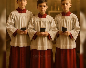 Biblische Altar für Jungen - Kirchenchor Schatulle & Surplice Set - Polyester Liturgisches Kostüm