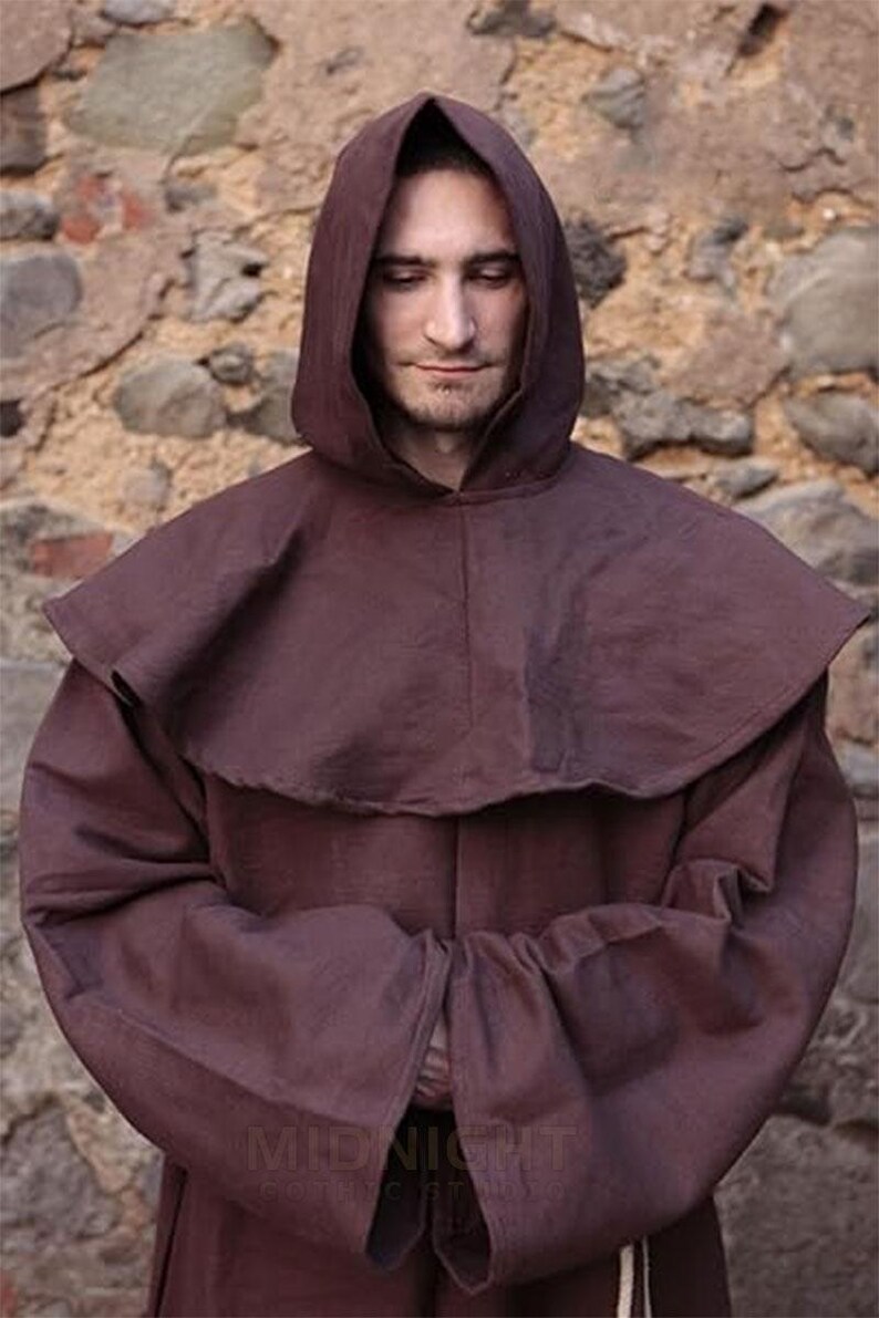 Medieval Franciscan Monk Habit - Brown Cotton Hooded Christian Robe ...