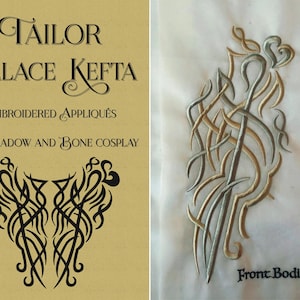Embroidered Formal Tailor Kefta Lace Appliqués, Genya Safin, Shadow and Bone, Little Palace, Grisha Cosplay DIY Kit