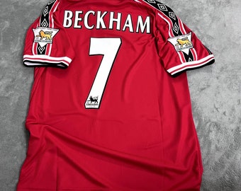 Retro Manchester United 98/99 Jersey Soccer Football Set,David Beckham Shirt,For Boyfriend, For Football Fan,Gift For Him