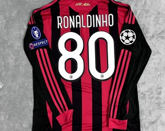 AC Milan Champions League Finale 2006-2007 Jersey retro, Geen #80 Ronaldinho Jersey Ac Milan, Vintage Ac Milan Jersey, Cadeau fanliefhebbers Ronaldinho