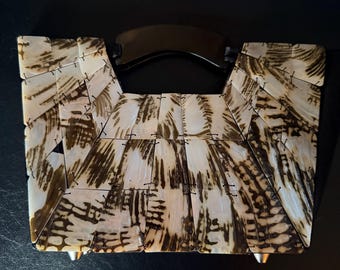Pochette a mosaico vintage ispirata alle conchiglie / Borsa vistosa effetto madreperla