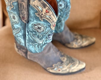 Stivali da cowboy vintage Dan Post da donna, taglia 10, del 1984