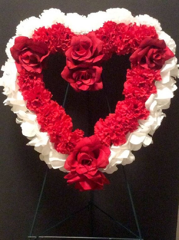 Heart Floral Wreath Cemetery Flowers Gravesite Flowers Etsy