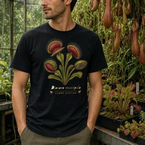 Venus flugfälla T-shirt, köttätande växt botanisk t-shirt, mörk akademisk gotisk växtälskare gåva, vintageprov grafisk t-shirt