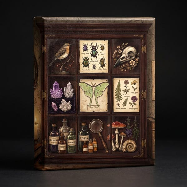Quadro su tela con gabinetto delle curiosità vittoriano / Decorazione murale Wunderkammer / Dark Academia Apothecary Botanical Witchy Gallery Regalo per amanti dei libri