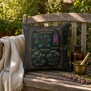 Venomous Botanica Spun Polyester Throw Pillow, Dark Victorian Apothecary Poison Garden Decor, Gothic Botanical Cushion image 4