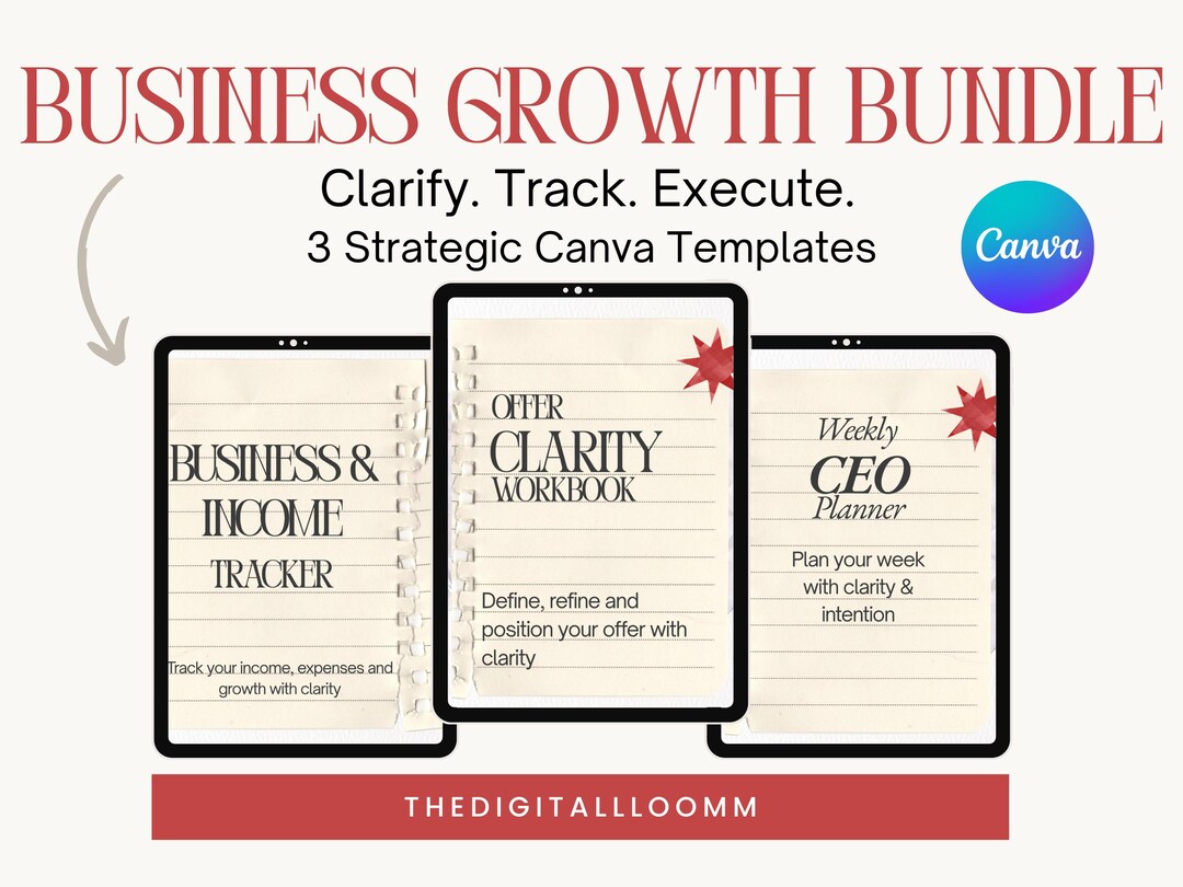Tracker Ceo Business Growth Bundle Canva Template Offer Clarity Workbook, Income ...