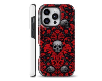 Skull Phone case Gothic cover for iPhone 17 Pro, 15, 13, 16e, Samsung S25, S21, S23 Ultra, Google pixel 10, 8A