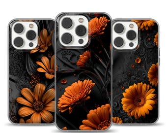 Dark Floral Gothic Phone Case, Elegant TPU Gel Cover