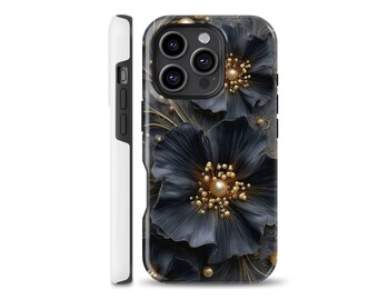 Dark Floral Phone Case gothic Cover fits iPhone 17 Pro, 15, 13, 16e, Samsung S25, S21, S23 Ultra, Google pixel 10, 8A