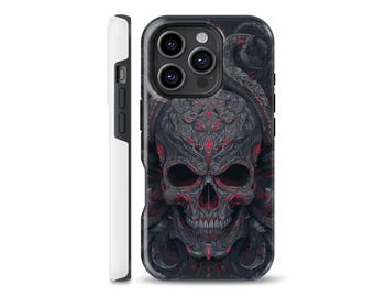Skull Phone Case Gothic Cover fits iPhone 17 Pro, 15, 13, 16e, Samsung S25, S21, S23 Ultra, Google pixel 10, 8A