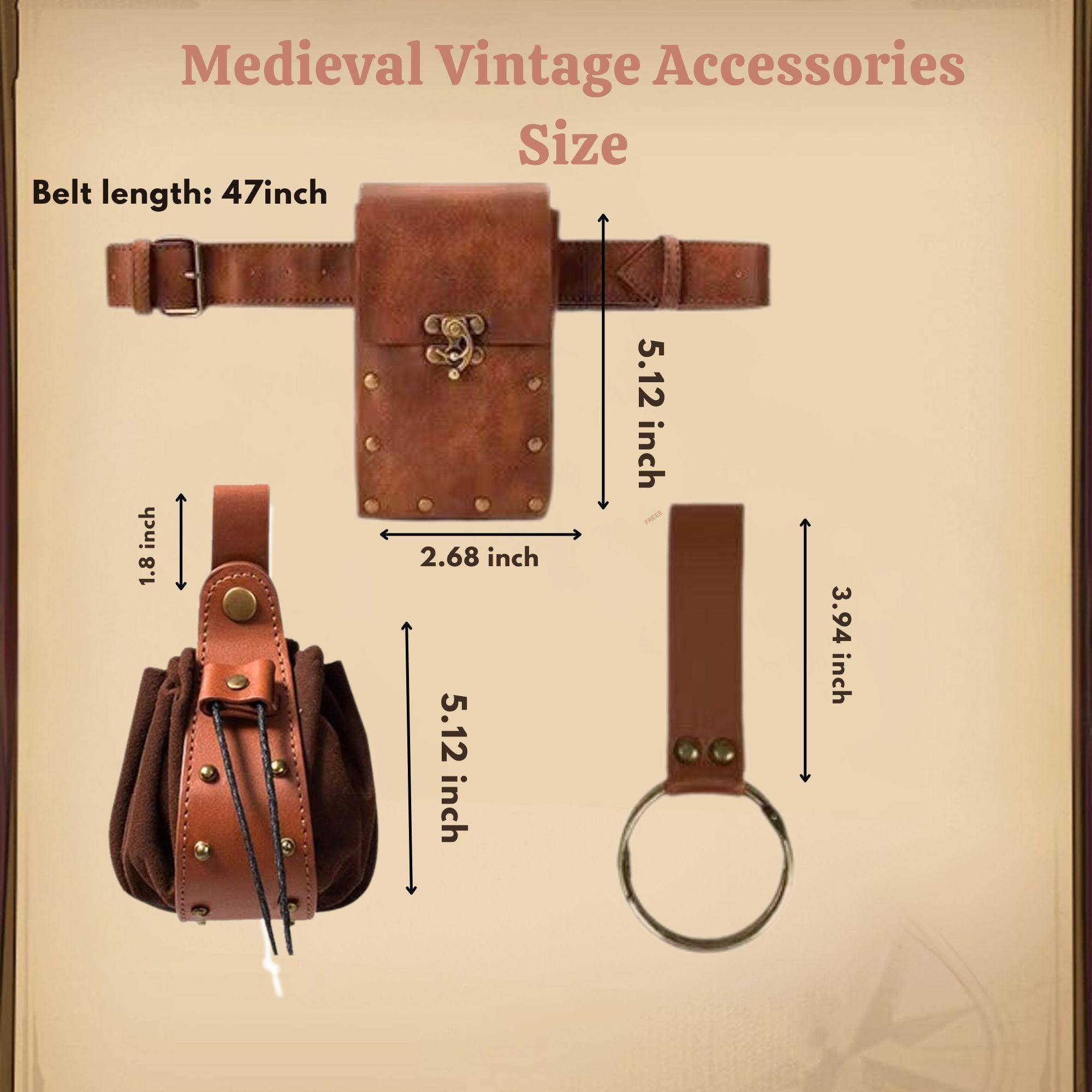 Medieval Belt Pouch Viking Bracer Hook Set, Renaissance Ren 