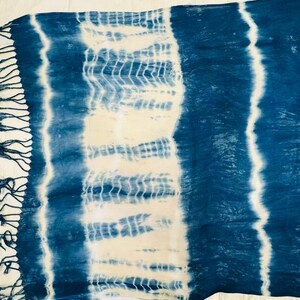 Oversized Cotton Scarf | Hand-Dyed Indigo Wrap | Lightweight Shawl | Fashion Travel Scarf | Gift for Her image 8