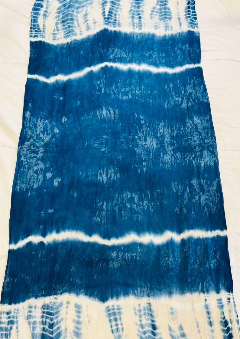 Oversized Cotton Scarf | Hand-Dyed Indigo Wrap | Lightweight Shawl | Fashion Travel Scarf | Gift for Her image 5