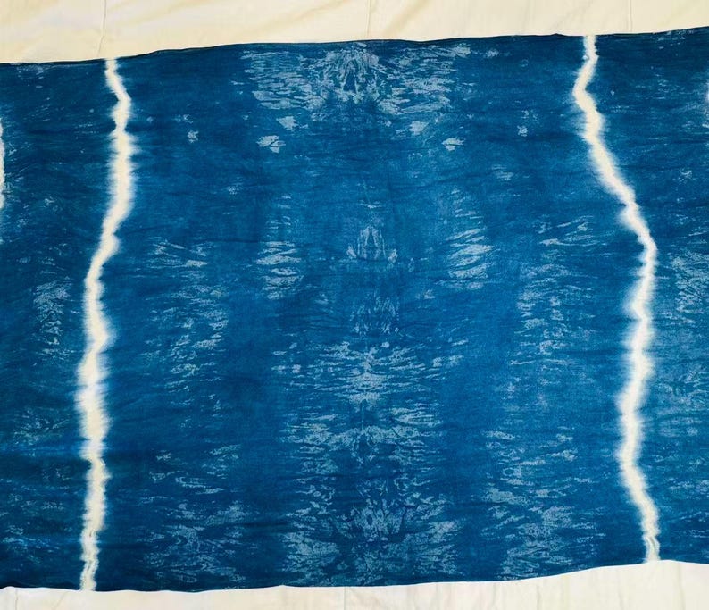 Oversized Cotton Scarf | Hand-Dyed Indigo Wrap | Lightweight Shawl | Fashion Travel Scarf | Gift for Her image 9