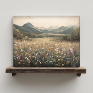 Mountain Meadow Wall Art Print Wildflower Field Landscape Printable Nature Rustic Decor, Digital Download image 4