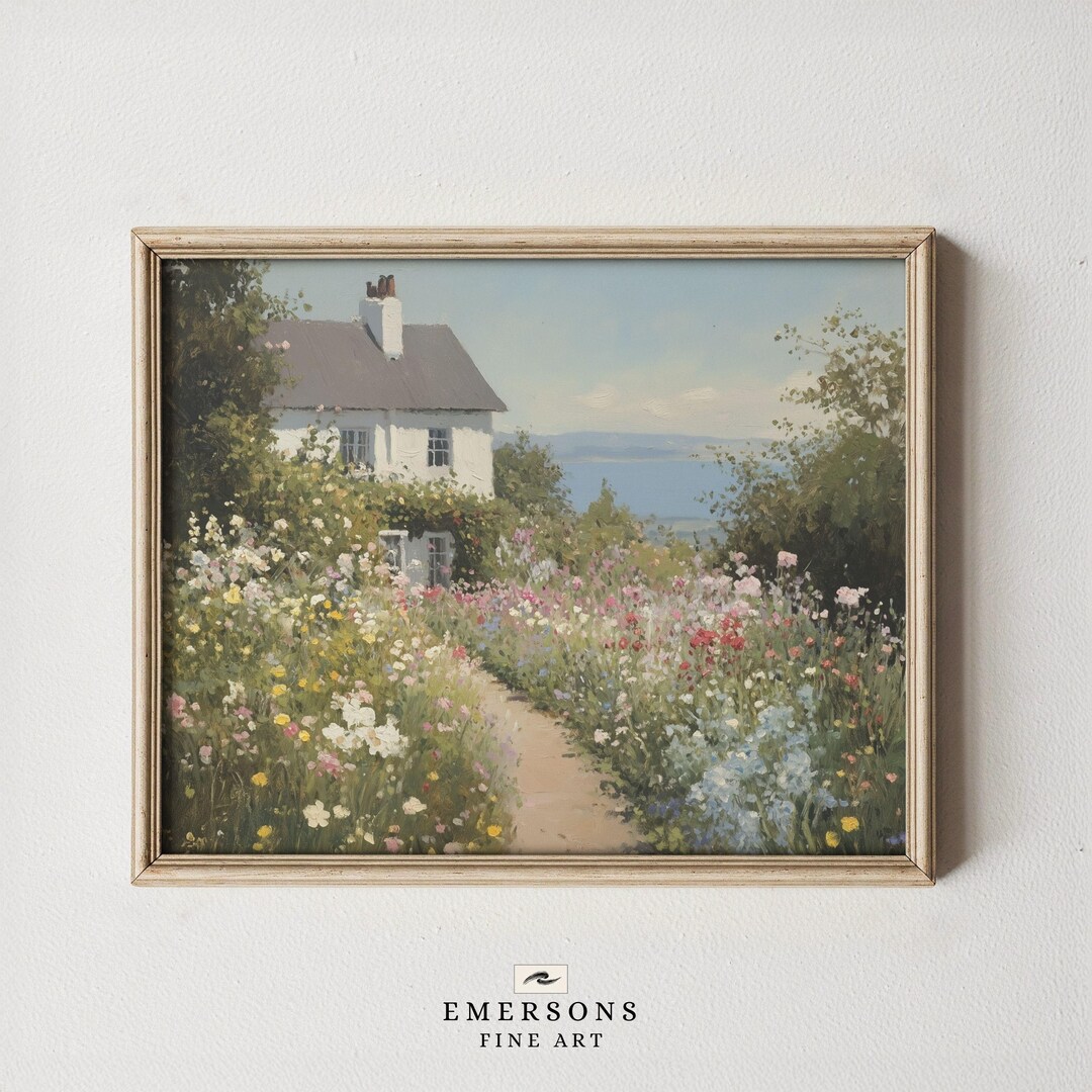 Coastal Cottage Garden Print, Wildflower Path Wall Art, English ...